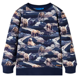 Kids' Sweatshirt Long Sleeves Toddler Tops Pullover Kids' Top Bear Print Navy - 140