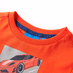 Kids' T-shirt with Long Sleeves Top T Shirt Tee Racing Car Print Bright Orange - 128 - Additional view 2