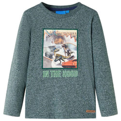 Kids' T-shirt with Long Sleeves Children's T Shirt Top Tee Dinosaur Print - dark green, 104