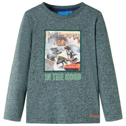 Kids' T-shirt with Long Sleeves Children's T Shirt Top Tee Dinosaur Print - dark green, 116