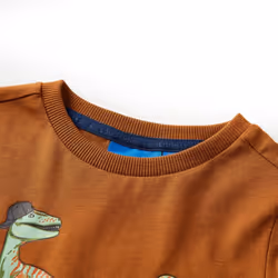 Kids' T-shirt with Long Sleeves Children's T Shirt Top Tee Dinosaur Print - cognac, 92