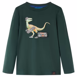 Kids' T-shirt with Long Sleeves Children's T Shirt Top Tee Dinosaur Print - dark green, 116