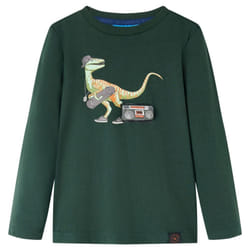 Kids' T-shirt with Long Sleeves Children's T Shirt Top Tee Dinosaur Print - dark green, 116