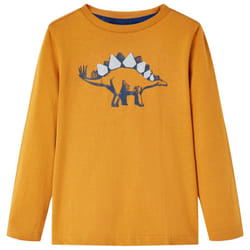 Kids' T-shirt with Long Sleeves Children's T Shirt Tops Tee Dinosaur Print - ochre, 128