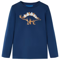 Kids' T-shirt with Long Sleeves Children's T Shirt Tops Tee Dinosaur Print - navy blue, 92