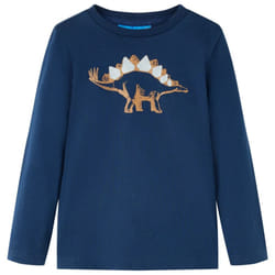 Kids' T-shirt with Long Sleeves Children's T Shirt Tops Tee Dinosaur Print - navy blue, 92