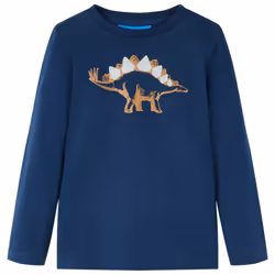 Kids' T-shirt with Long Sleeves Children's T Shirt Tops Tee Dinosaur Print - navy blue, 128