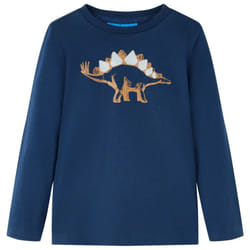 Kids' T-shirt with Long Sleeves Children's T Shirt Tops Tee Dinosaur Print - navy blue, 128