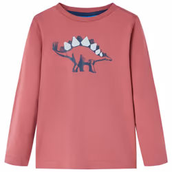 Kids' T-shirt with Long Sleeves Children's T Shirt Tops Tee Dinosaur Print - dark red, 92