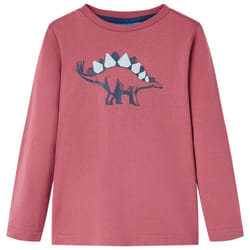 Kids' T-shirt with Long Sleeves Children's T Shirt Tops Tee Dinosaur Print - dark red, 92