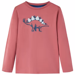 Kids' T-shirt with Long Sleeves Children's T Shirt Tops Tee Dinosaur Print - dark red, 104