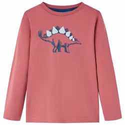 Kids' T-shirt with Long Sleeves Children's T Shirt Tops Tee Dinosaur Print - dark red, 116