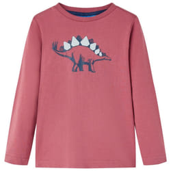 Kids' T-shirt with Long Sleeves Children's T Shirt Tops Tee Dinosaur Print - dark red, 116