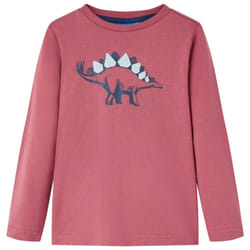 Kids' T-shirt with Long Sleeves Children's T Shirt Tops Tee Dinosaur Print - dark red, 140