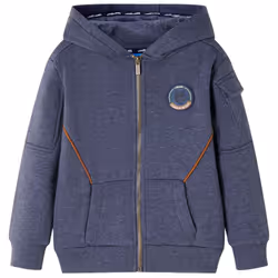 Kids' Hooded Sweatshirt Children with Zip Hoodie Jacket Dark Blue Melange - 116