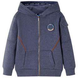 Kids' Hooded Sweatshirt Children with Zip Hoodie Jacket Dark Blue Melange - 116
