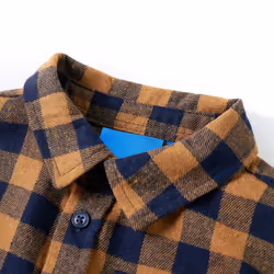 Kids' Plaid Shirt Long Sleeves Children's Shirt Toddler Top Cognac and Blue - 92 - Additional view 2