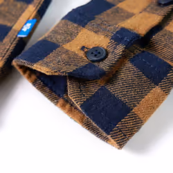 Kids' Plaid Shirt Long Sleeves Children's Shirt Toddler Top Cognac and Blue - 116 - Additional view 3