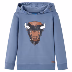 ) Kids' Hooded Sweatshirt Children Pullover Hoodie for Toddler Blue Melange - 92 (1.5-2y
