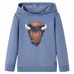 ) Kids' Hooded Sweatshirt Children Pullover Hoodie for Toddler Blue Melange - 140 (9-10y
