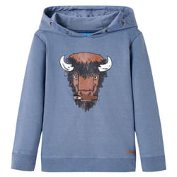 ) Kids' Hooded Sweatshirt Children Pullover Hoodie for Toddler Blue Melange - 140 (9-10y