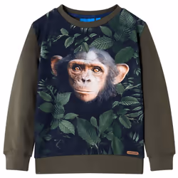 ) Kids' Sweatshirt Children Long Sleeves Pullover Clothes Top Dark Khaki 116 - khaki, 104 (3-4y