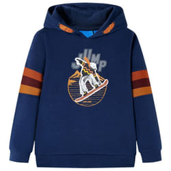 Kids' Hooded Sweatshirt Children Pullover Hoodie Bear and Skateboad Print Navy - 92
