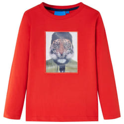 Kids' T-shirt with Long Sleeves Children's T Shirt Kids' Tops Tee Tiger Print - red, 104
