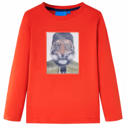 Kids' T-shirt with Long Sleeves Children's T Shirt Kids' Tops Tee Tiger Print - red, 116