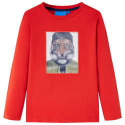 Kids' T-shirt with Long Sleeves Children's T Shirt Kids' Tops Tee Tiger Print - red, 116