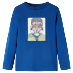 Kids' T-shirt with Long Sleeves Children's T Shirt Kids' Tops Tee Tiger Print - dark blue, 92