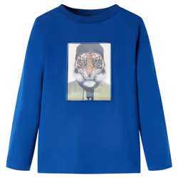 Kids' T-shirt with Long Sleeves Children's T Shirt Kids' Tops Tee Tiger Print - dark blue, 140