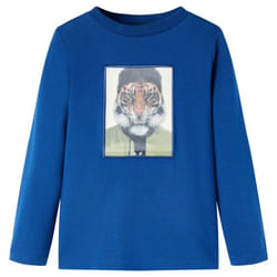 Kids' T-shirt with Long Sleeves Children's T Shirt Kids' Tops Tee Tiger Print - dark blue, 140