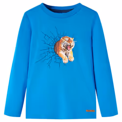 Kids' T-shirt with Long Sleeves Children's T Shirt Tee Tiger Print Cobalt Blue - 104