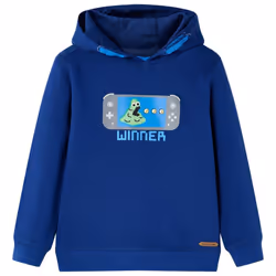Kids' Hooded Sweatshirt Children Pullover Hoodie Game Console Print Dark Blue - 140