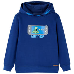 Kids' Hooded Sweatshirt Children Pullover Hoodie Game Console Print Dark Blue - 140