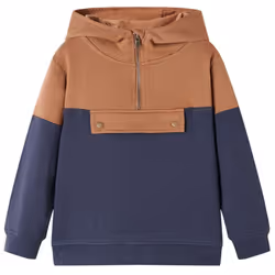 Kids' Hooded Sweatshirt Children with Half Zip Hoodie Anthracite and Cognac - 104