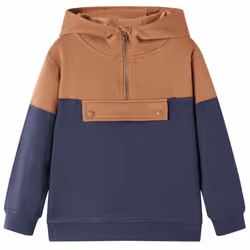 Kids' Hooded Sweatshirt Children with Half Zip Hoodie Anthracite and Cognac - 116