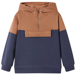 Kids' Hooded Sweatshirt Children with Half Zip Hoodie Anthracite and Cognac - 116