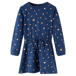 Kids' Dress with Long Sleeves School Toddler Casual Girls' Dress Navy Blue - 104