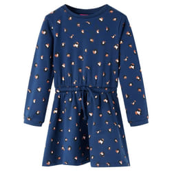 Kids' Dress with Long Sleeves School Toddler Casual Girls' Dress Navy Blue - 116
