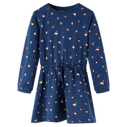 Kids' Dress with Long Sleeves School Toddler Casual Girls' Dress Navy Blue - 140