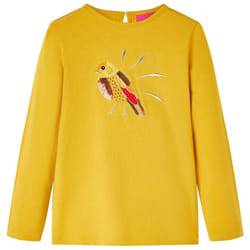 Kids' T-shirt with Long Sleeves Children's T Shirt Kids' Tops Tee Bird Design - ochre, 92