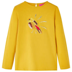 Kids' T-shirt with Long Sleeves Children's T Shirt Kids' Tops Tee Bird Design - ochre, 116