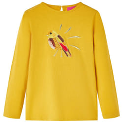 Kids' T-shirt with Long Sleeves Children's T Shirt Kids' Tops Tee Bird Design - ochre, 128