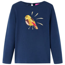 Kids' T-shirt with Long Sleeves Children's T Shirt Kids' Tops Tee Bird Design - navy blue, 104