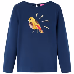 Kids' T-shirt with Long Sleeves Children's T Shirt Kids' Tops Tee Bird Design - navy blue, 128