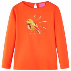 Kids' T-shirt with Long Sleeves Children's T Shirt Kids' Tops Tee Bird Design - orange, 104