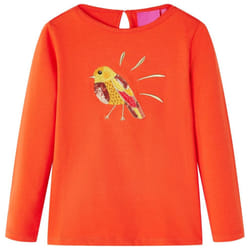 Kids' T-shirt with Long Sleeves Children's T Shirt Kids' Tops Tee Bird Design - orange, 104