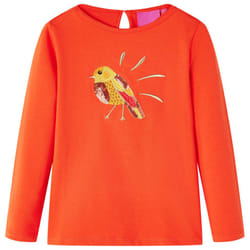 Kids' T-shirt with Long Sleeves Children's T Shirt Kids' Tops Tee Bird Design - orange, 116